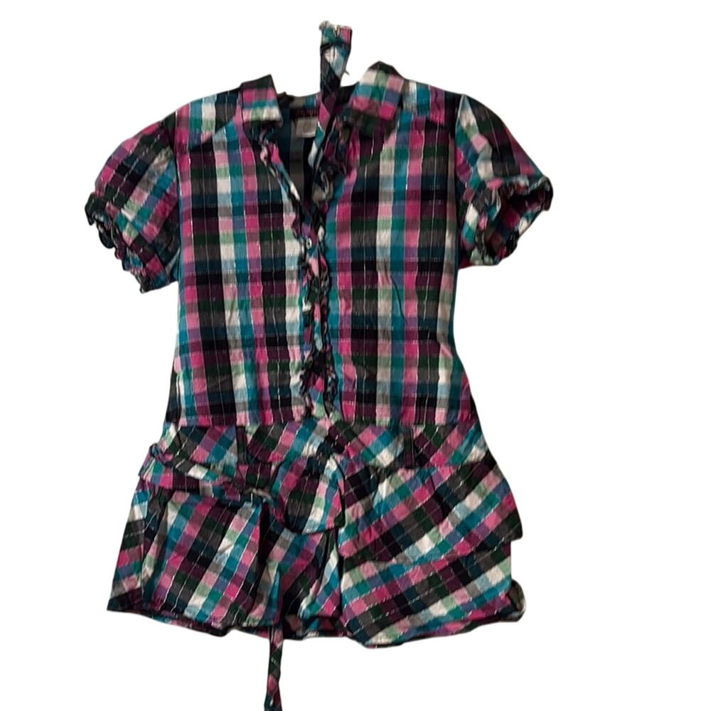 One Step Ahead  Button Down Shirt Peace w/ Wings on Back Girls Size 14/16